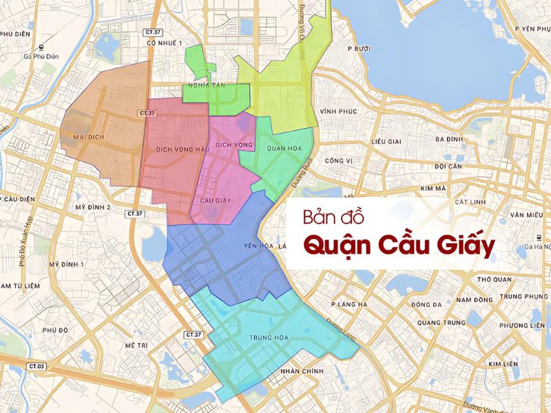 Quận Cầu Giấy trên bản đồ hành chính