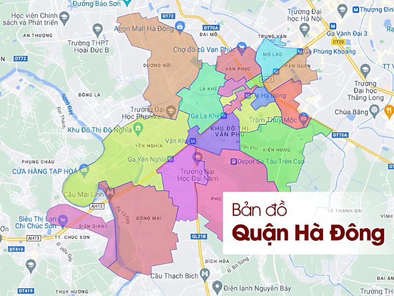 Bản đồ hành chính Quận Hà Đông